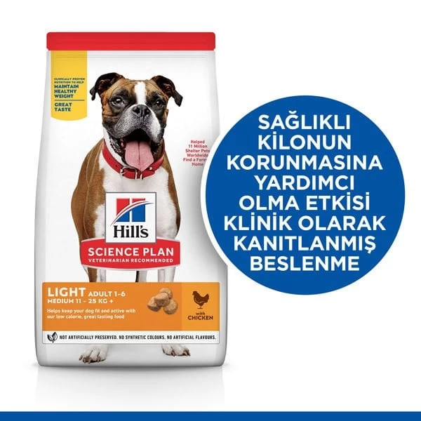 Hills Adult Light Medium Tavuklu Yetişkin Köpek Maması 2.5 Kg