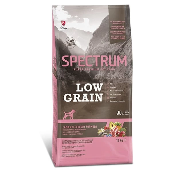 Spectrum Düşük Tahıllı Kuzulu Ve Yaban Mersinli Orta Ve Büyük Irk Yavru Köpek Maması 12 Kg + 1 Kg