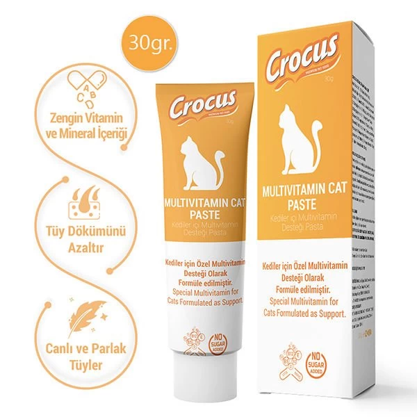 Crocus Multivitamin Yavru/yetişkin/hamile Kedi Macunu 30 Gr