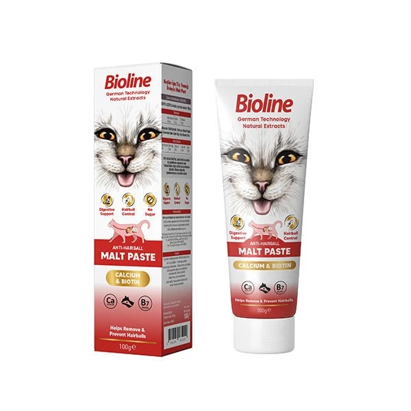 Bioline Anti-hairball Malt Paste Cat Kediler Için Tüy Yumağı Önleyici Malt Macun 100 Gr