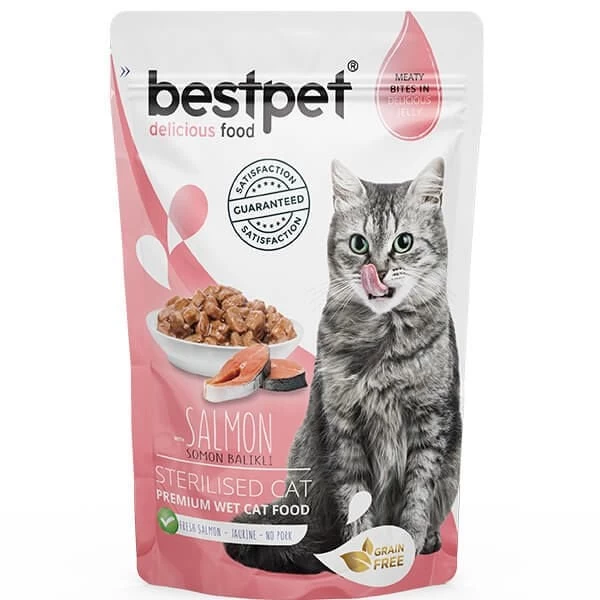 Bestpet Sterilised Jelly Pouch Somonlu Kedi Maması 85 Gr