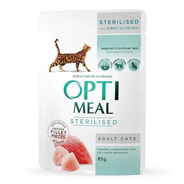 Optimeal Tahılsız Tavşan Hindi Konserve Kısırlaştırılmış Kedi Maması 85 Gr
