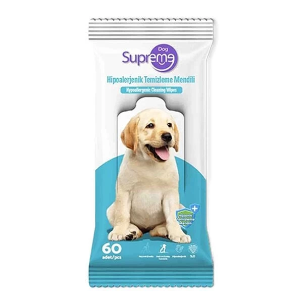 Supreme Kokusuz Hipoalerjenik Köpek Temizleme Mendili 60 Adet