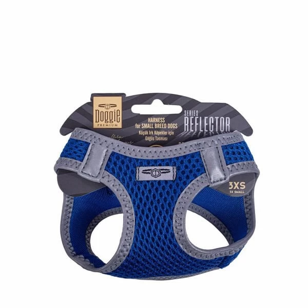 Doggie Havalı Dokuma Reflektör Küçük Irk Köpek Göğüs Tasması Xxxsmall Mavi 22-26 Cm