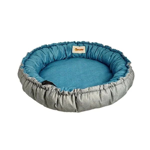 Petzz Sunflower Çift Taraflı Peluş Kedi Ve Köpek Yatağı Gri/mavi 85 Cm