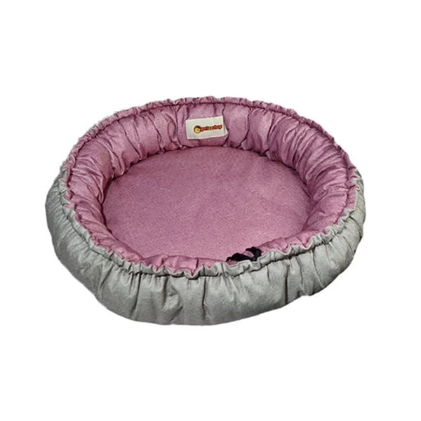 Petzz Sunflower Çift Taraflı Peluş Kedi Ve Köpek Yatağı Gri/pembe 85 Cm