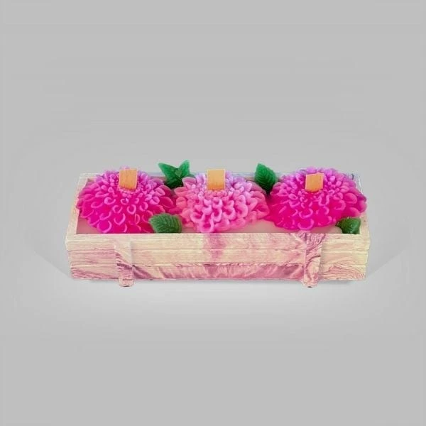 A48 Saksı 3'lü Mum - Pembe