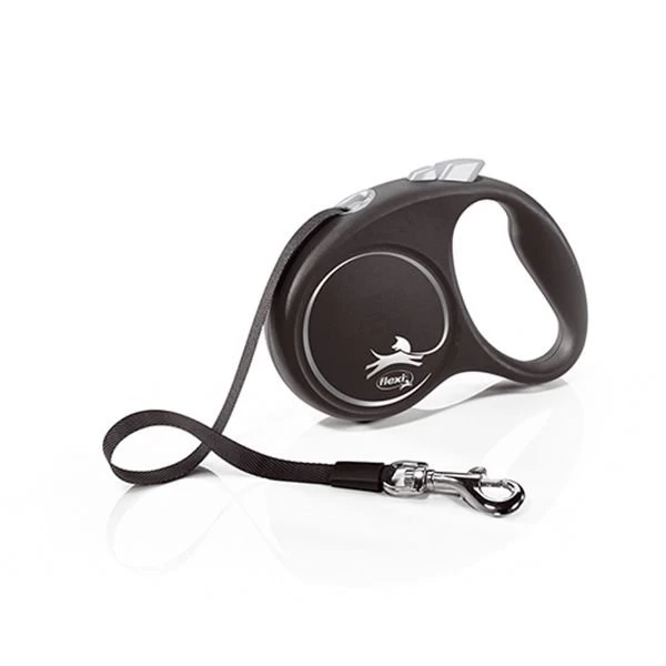 Flexi Black Design Şerit Otomatik Köpek Gezdirme Tasması Siyah Medium 5 Mt
