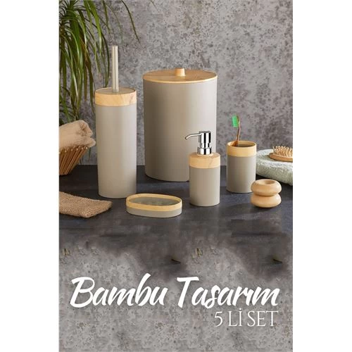Transformacion 5 Li Banyo Seti Bambu Design Latte 718979