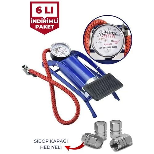 Transformacion 6 Adet Bisiklet Şişirici Ayak Hava Pompası Sibop Kapağı Seti
