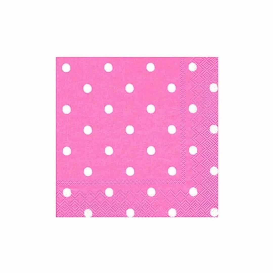 33 X 33 Cm Kağıt Peçete Beyaz Puantiyeli Pembe 20 Adet