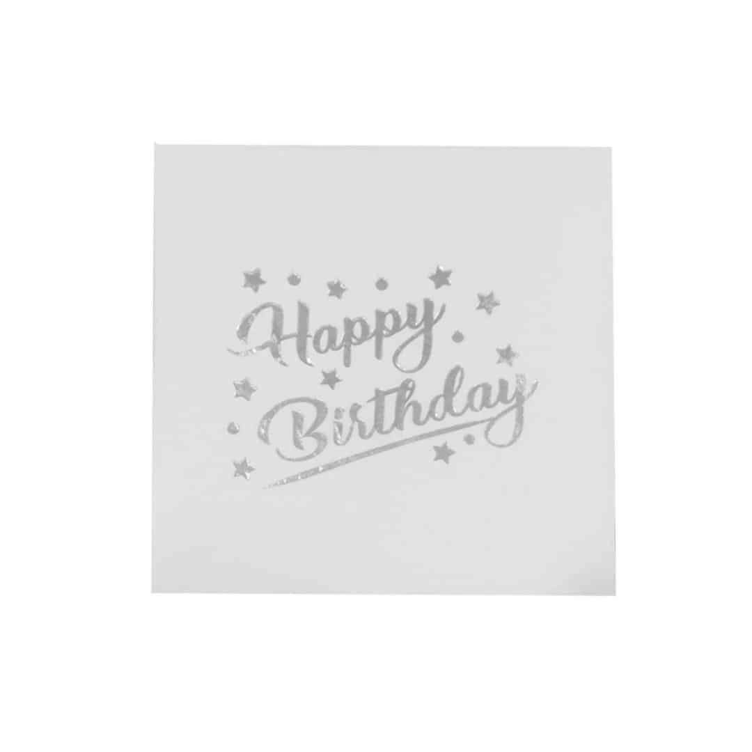 Happy Birthday Lüx Gümüş Yaldızlı Peçete 16 Adet
