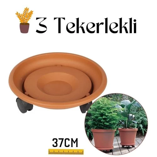 Transformacion 6 Adet Coadura 37 Cm Kahve Tekerlekli Saksı Taşıyıcı Ve Altığı