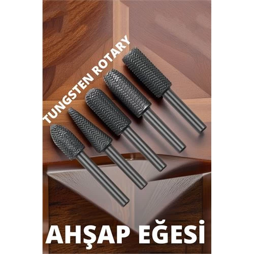 Transformacion 5+1 Set Tungsten Ahşap Oyma Şekillendirme 5 Li Eğe Seti