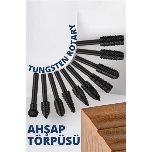 Transformacion 5+1 Set  Tungsten Ahşap Oyma Şekillendirme 10 Lu Törpü Seti