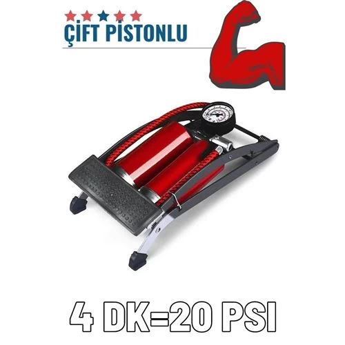 Transformacion 12+2 Adet Ayaktan Çift Pistonlu Lastik Şişirme Pompası