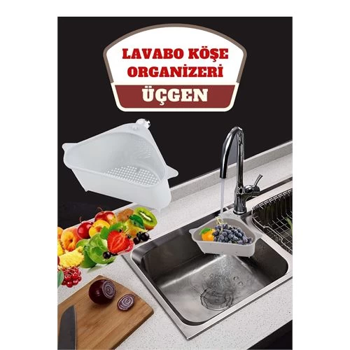 Transformacion 12+2 Adet Barazza Üçgen Lavabo Köşe Süzgeçli Organizer Beyaz