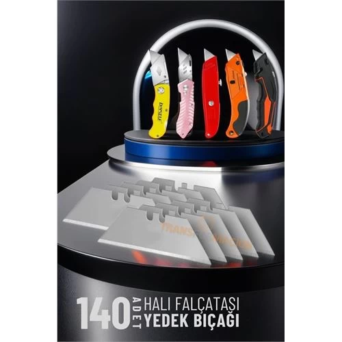 Transformacion 120+20 Adet Halı Falçatası Katlanabilir Maket Bıçağı 10 Lu Yedek