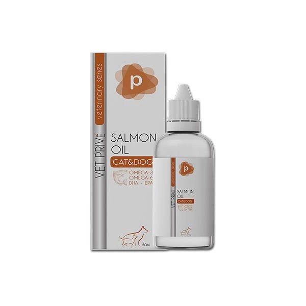 Vet Prive Veterinary Salmon Oil Kedi Ve Köpekler Için Omega 3 Ve Omega 6 Sıvı Desteği 50 Ml