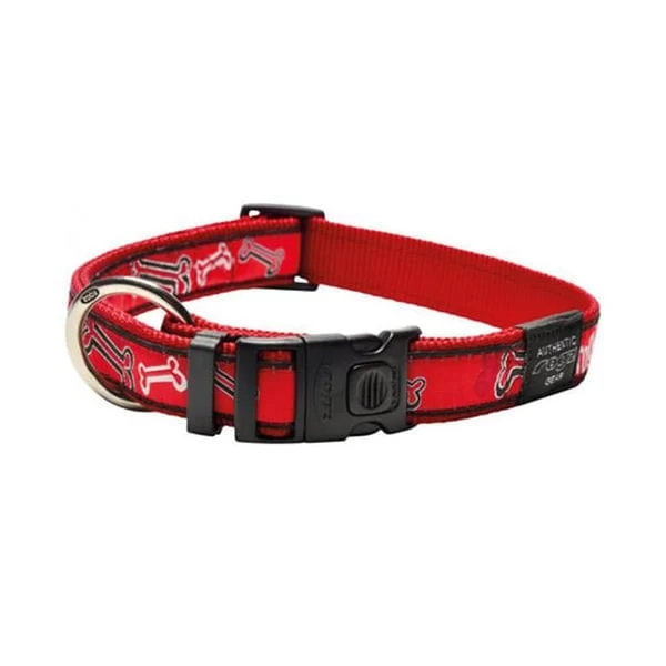 Rogz Fancy Dress Halsband Kemik Desenli Köpek Boyun Tasması Kırmızı Medium 1.6x26-40 Cm