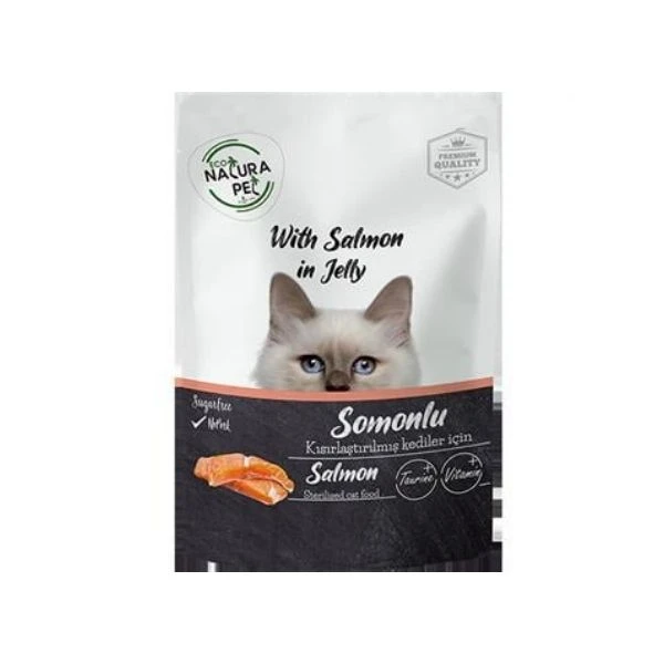 Eco Natura Pet Somonlu Kısırlaştırılmış Kedi Konservesi Pouch 85 Gr