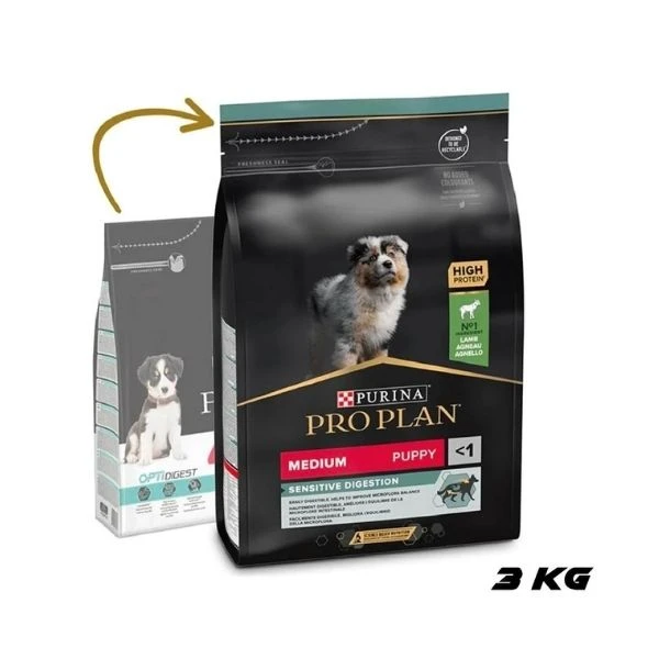 Pro Plan Sensitive Digestion Medium Orta Irk Yavru Köpekler İçin Kolostrumlu Kuzu Etli Köpek Maması 3 Kg