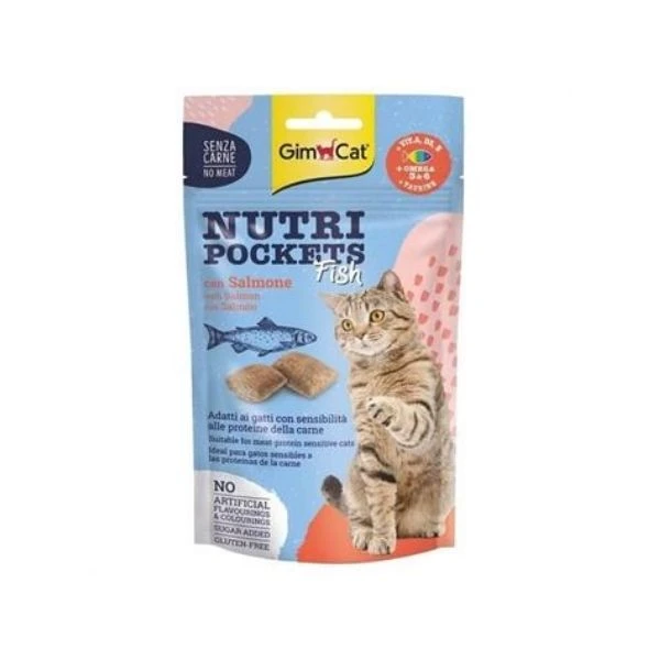 Gimcat Nutri Pockets Somon Balıklı Kedi Ödül Maması 60 Gr
