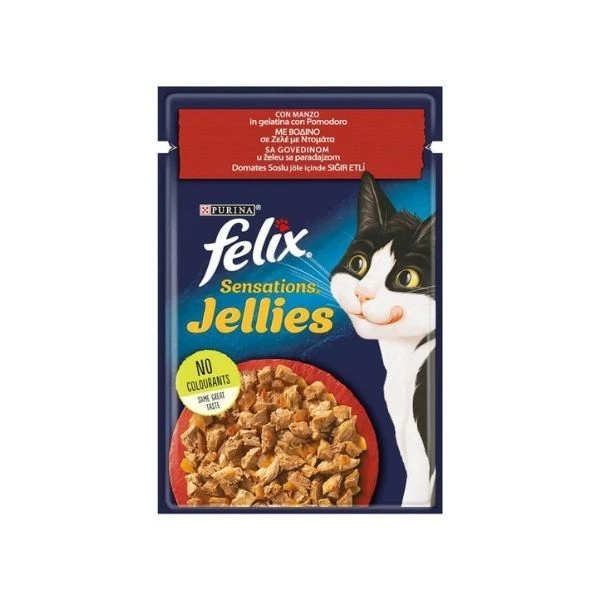 Felix Sensation Sığır Eti Domatesli Yetişkin Kedi Konservesi Pouch 85 Gr