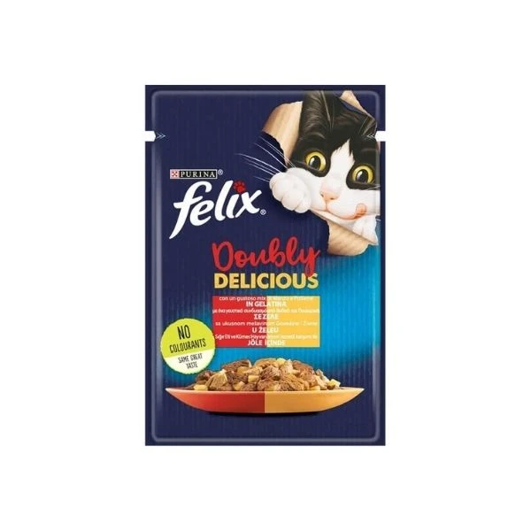 Felix Çifte Lezzet Sığır Eti Ve Kümes Hayvanı Yetişkin Kedi Konservesi Pouch 85 Gr