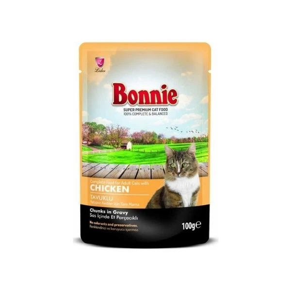 Bonnie Pouch Tavuklu Yetişkin Kedi Konservesi 85 Gr
