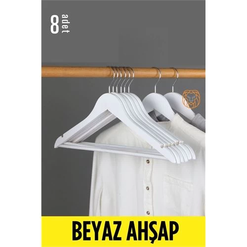Transformacion Elbise Askısı Beyaz Ahşap 8 Adet 720178