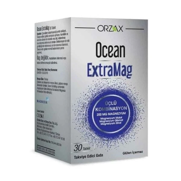 Orzax Ocean  ExtraMag Üçlü Kombinasyon 30 Tablet