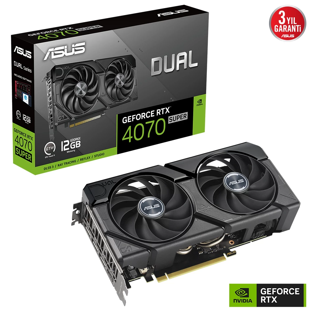 Asus Dual-rtx4070s-12g-evo Rtx 4070 Super 12gb Gddr6x Hdmi 3xdp Dlss3 192bİt