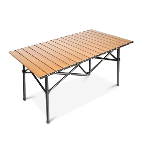 Family Xl Katlanabilir Alüminyum Kamp Masası - Ahşap Desen (120x55x68)
