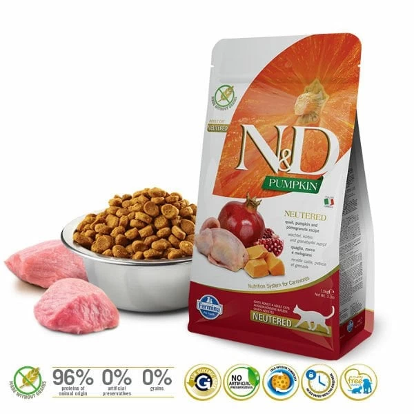 Nd Pumpkin Balkabaklı Bıldırcın Ve Narlı Kısırlaştırılmış Kedi Maması 1.5 Kg