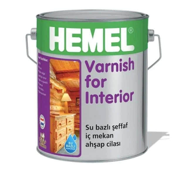 Hemel Su Bazlı Şeffaf İç Mekan Şeffaf Ahşap Vernik Cila 2,5 Lt
