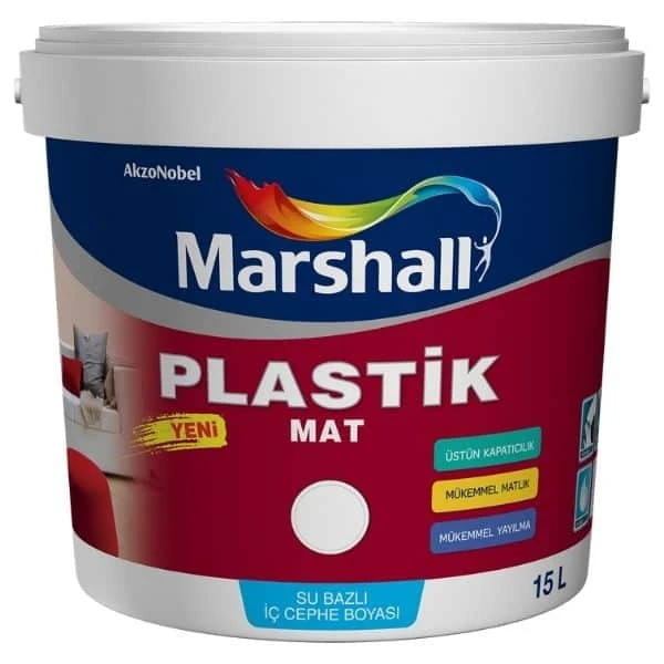 Marshall Plastik Mat Siyah Su Bazlı İç Cephe Boyası 15 Lt