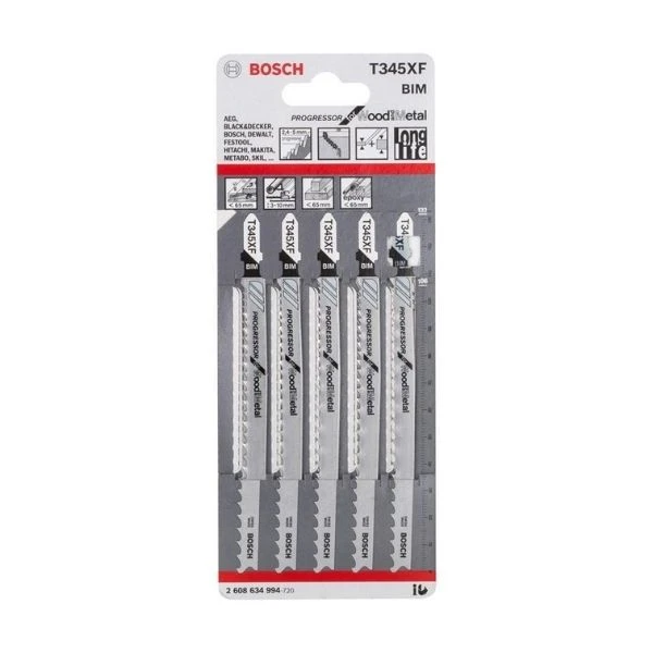 Bosch Ahşap Ve Metal İçin T 345 Xf Dekupaj Testeresi Bıçağı 5'li Paket