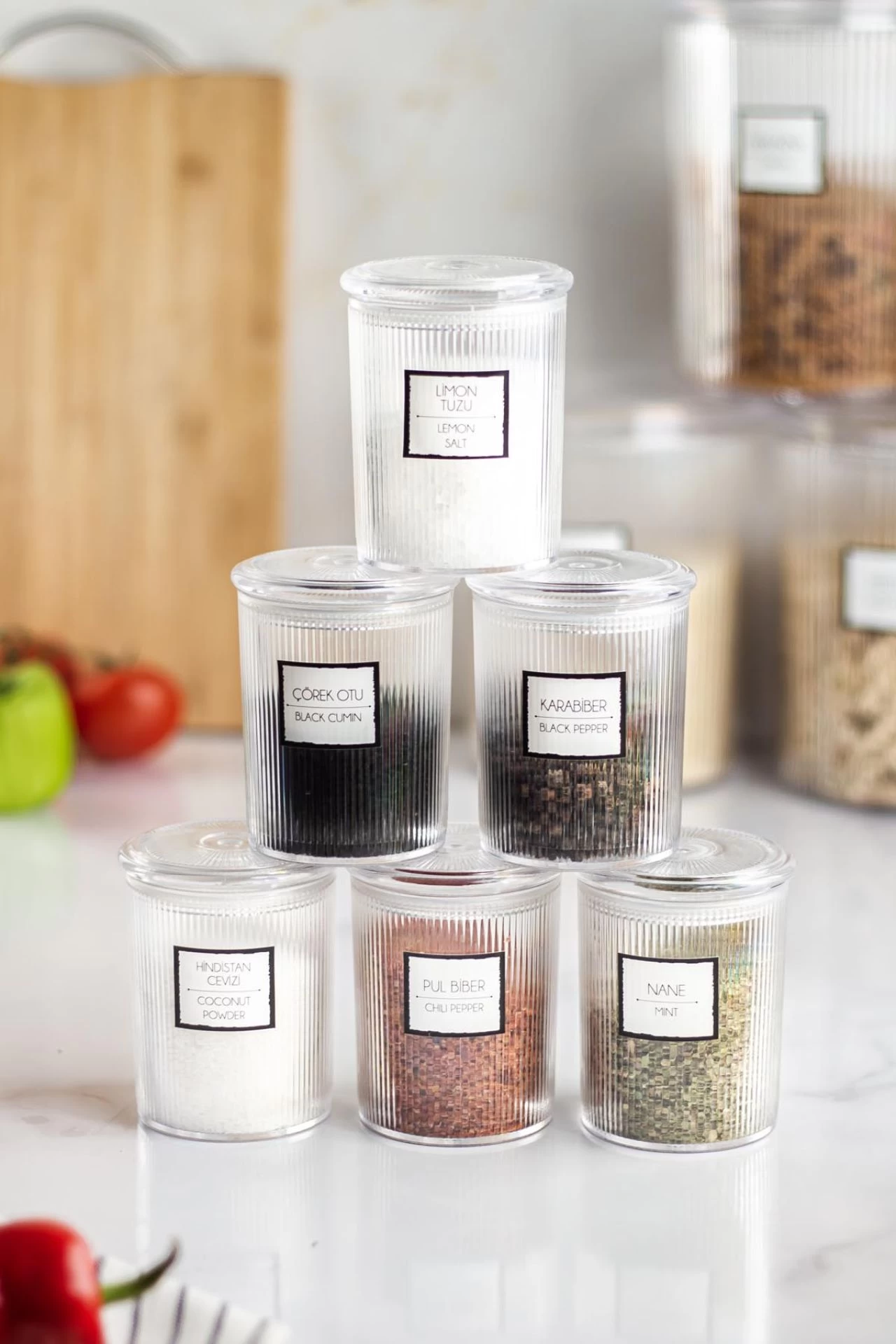 6'lı Barok Yuvarlak Baharat Kavanoz Seti & Saklama Kabı & Erzak Kabı (6*250 Ml)