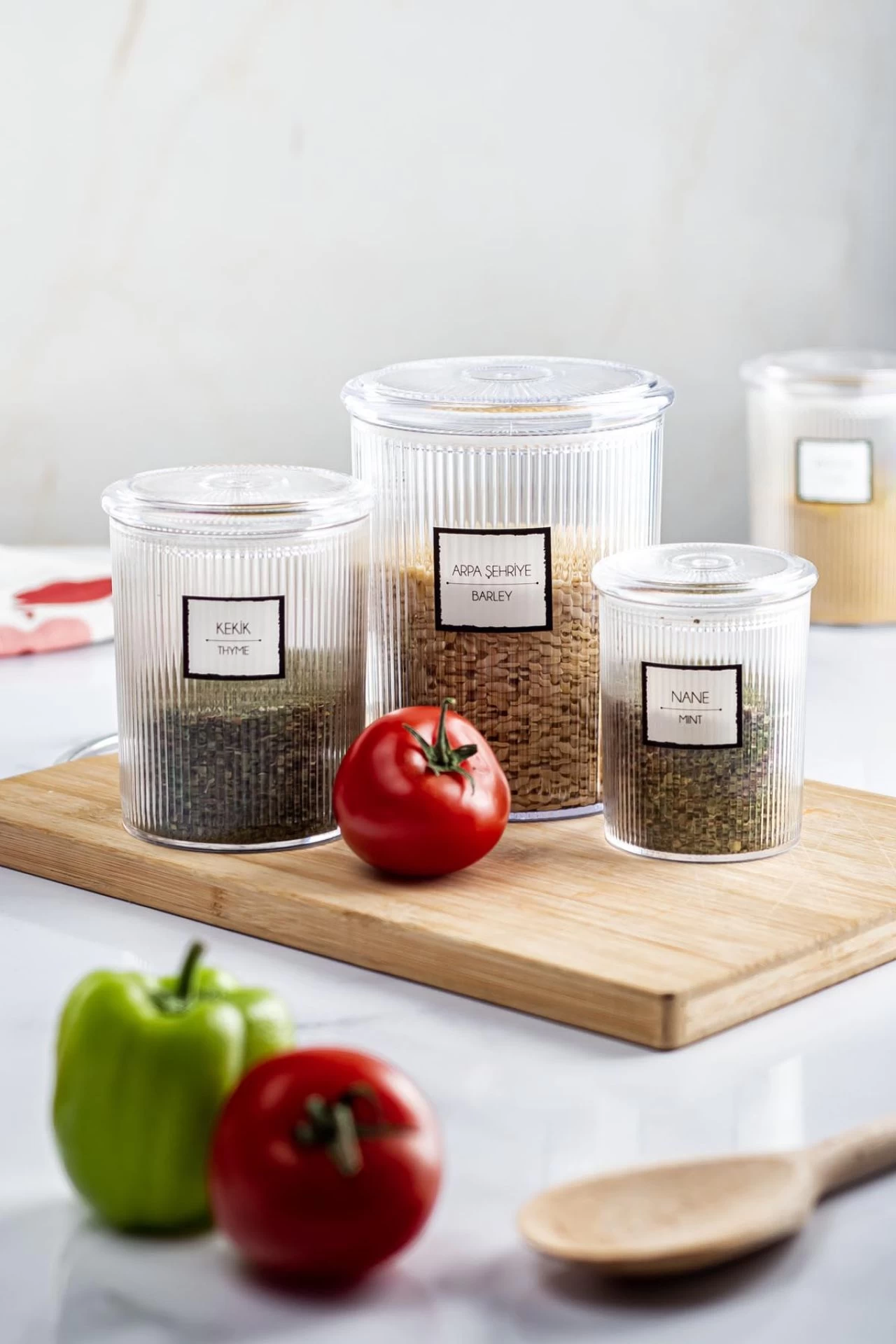 18'li Barok Yuvarlak 3 Boy Kavanoz Seti & Saklama Kabı & Erzak Kabı (6*2000 Ml, 6*1000 Ml ,6*500 Ml)
